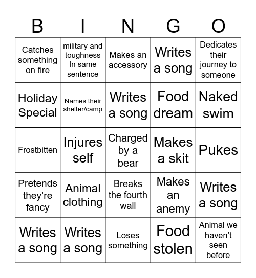 Alone S9 Bingo Card