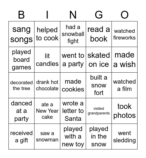 NEW YEAR BINGO Card