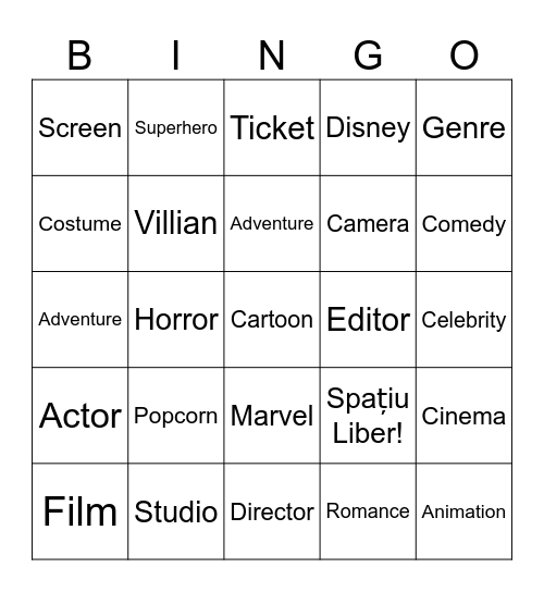 Movie & Hollywood BINGO! Bingo Card