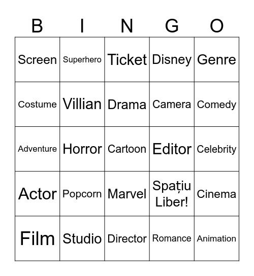 Movie & Hollywood BINGO! Bingo Card