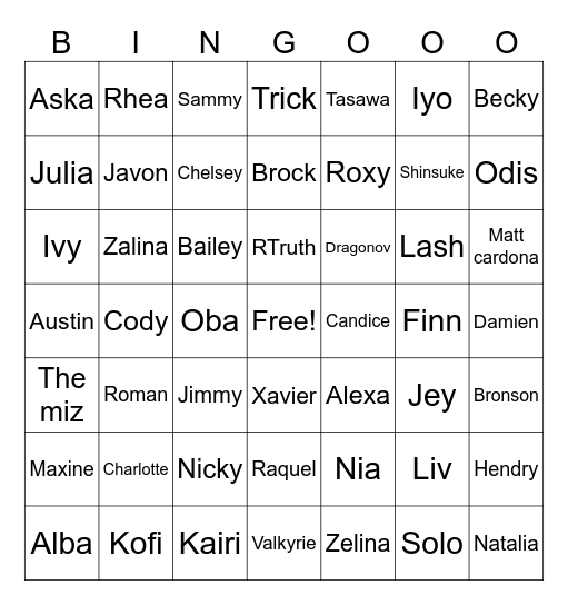 Rumble Time 2026 Bingo Card
