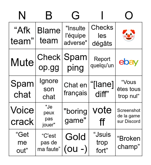 Maveur Bingo Card