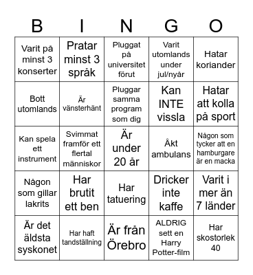 Mingelbingo Card