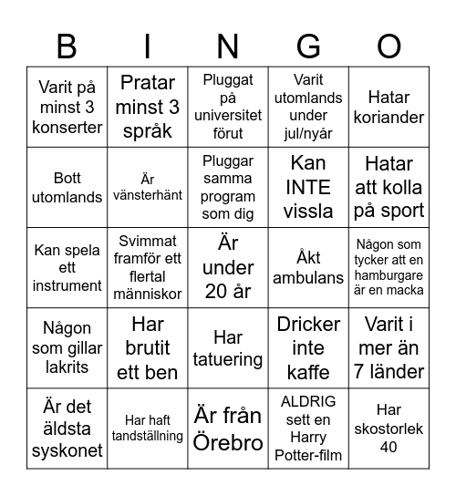 Mingelbingo Card