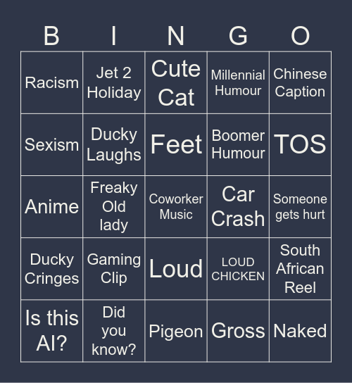 IG Reels Bingo Card