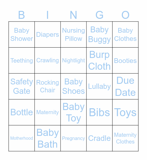 Baby Shower Bingo Card