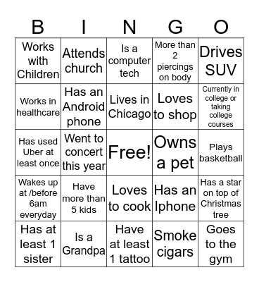 Christmas Bingo!! Bingo Card