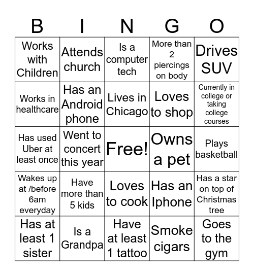 Christmas Bingo!! Bingo Card