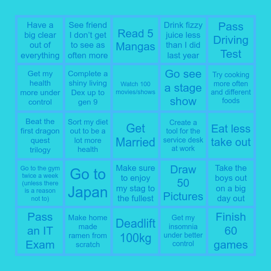 2026 Goals Bingo Card