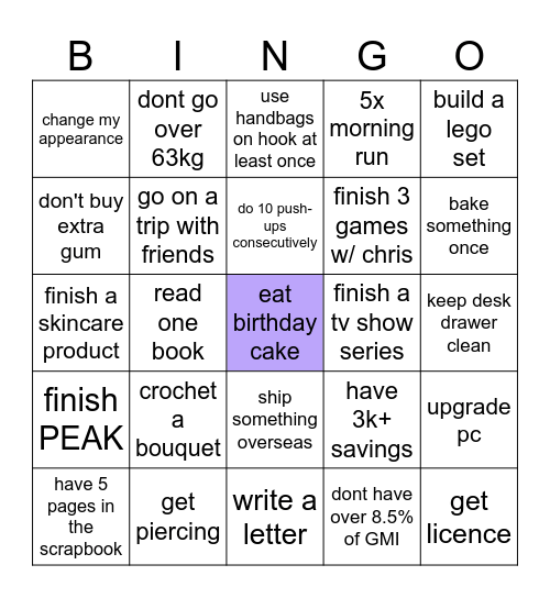 Monica's 2026 Bingo Card