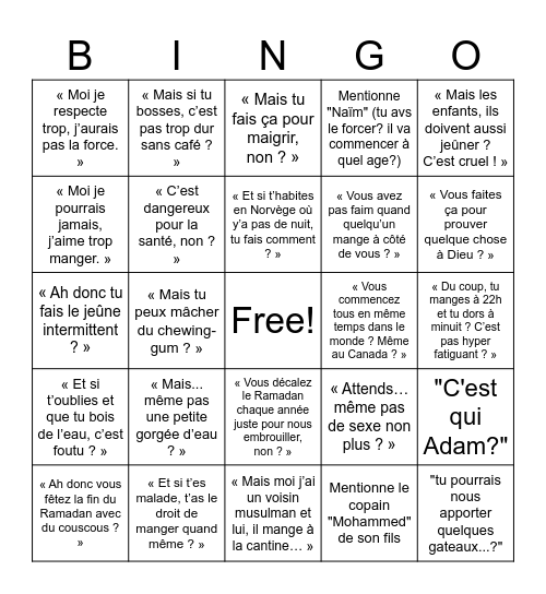 Pimp my Ramadan Bingo Card