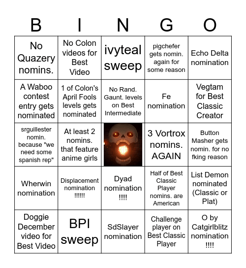 GD Awards 2025 Bingo Card