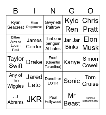 Parasocial Nemesis QOTD Bingo Card