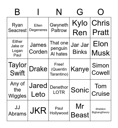 Parasocial Nemesis QOTD Bingo Card