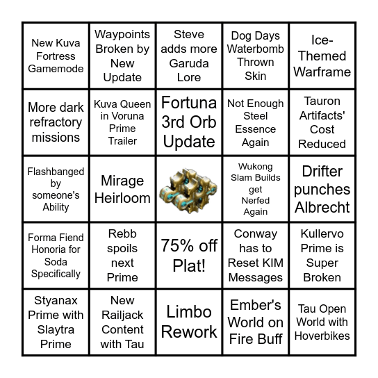Warframe 2026 Bingo Card