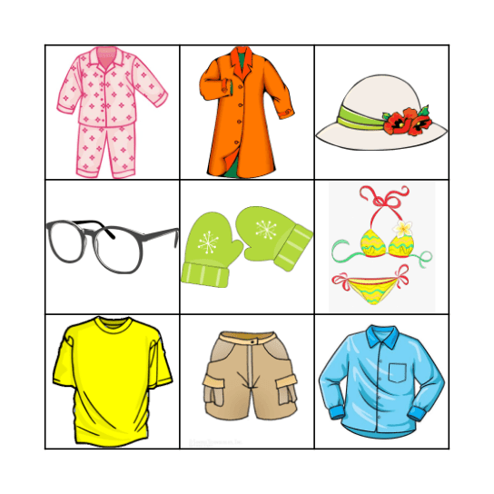 Fatnaður Bingo Card