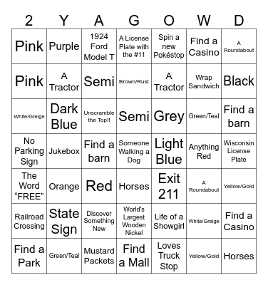 2026 Road Trip Bingo Date Bingo Card