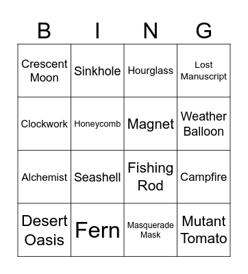 Huh Bingo Card