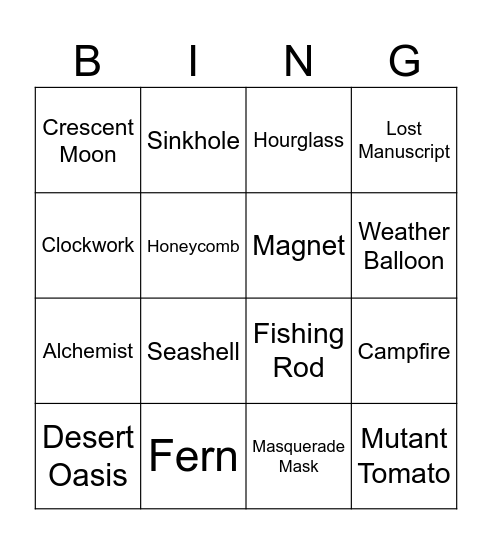 Huh Bingo Card