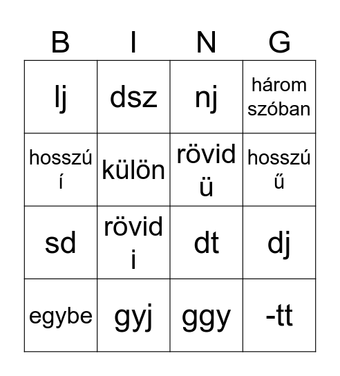 Igék Bingo Card
