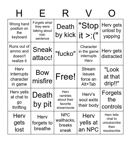 Herv's One Stop Mom n' Pop Bingo Card