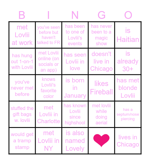 Lets Party: Find Someone who ... Bingo Card