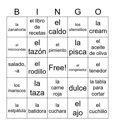 ¡Cocinemos! -Let's Cook Bingo Card