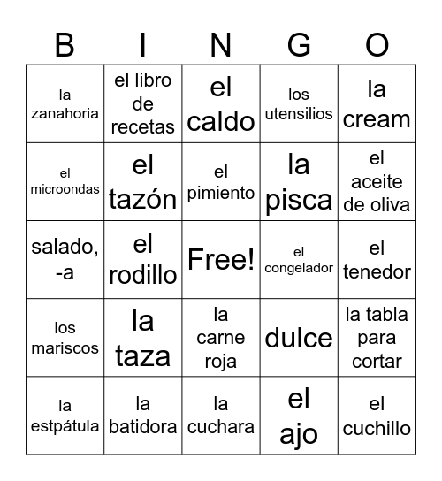 ¡Cocinemos! -Let's Cook Bingo Card