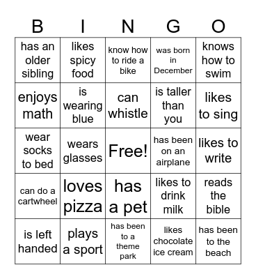 Find Someone Who Bingo Card
