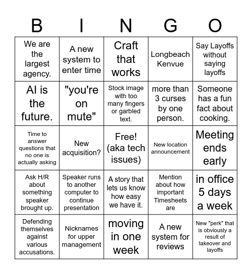 OMNIGO Bingo Card