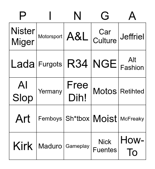 Dih Bingo Card