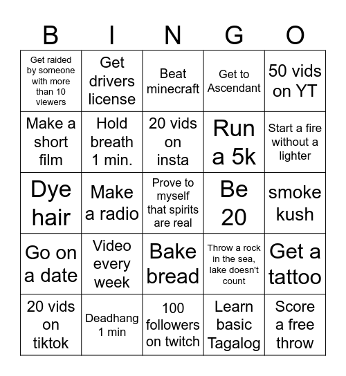 2026 BINGOGOGOGOOOO Bingo Card