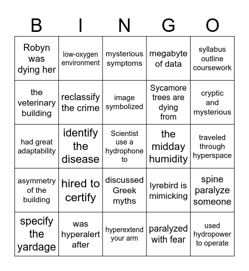 11.1 phrase bingo Card