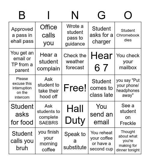 Sunshine Bingo Card