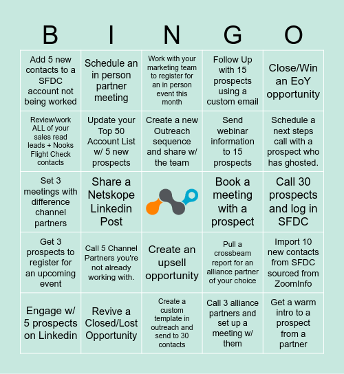 Mid Market Prospecting Bingo Card