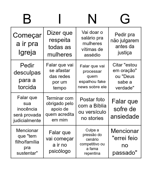 Bingo Pronunciamento do TitaN Bingo Card