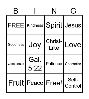 Fruit of the Spirit Bingo Card
