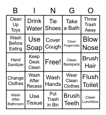 Hygiene Bingo Card