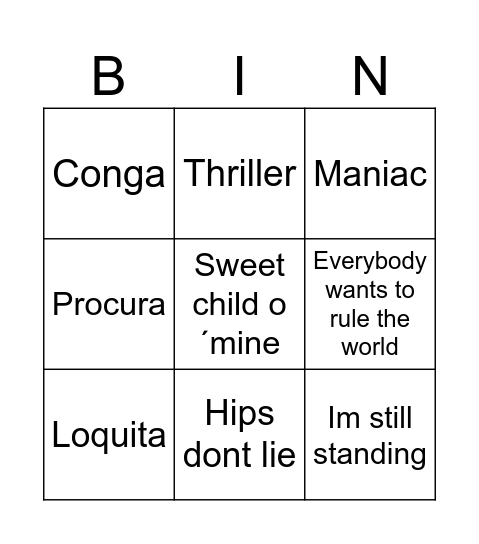 Bingo musical Bingo Card