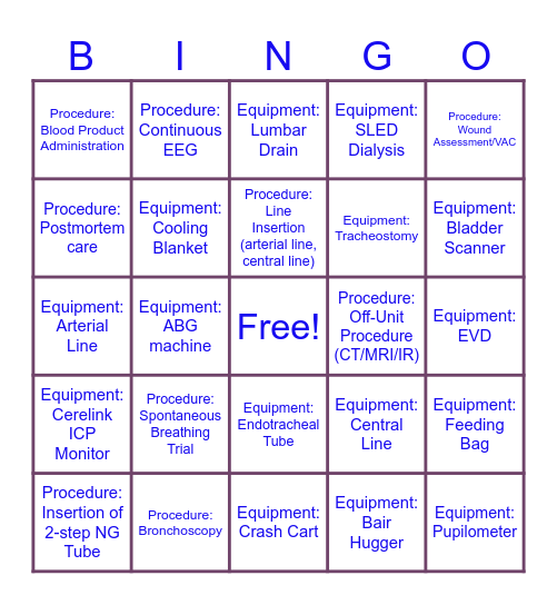 Observation Checklist Bingo Card