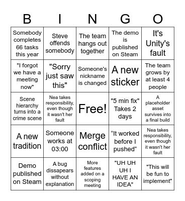 The Clueless BINGO Card