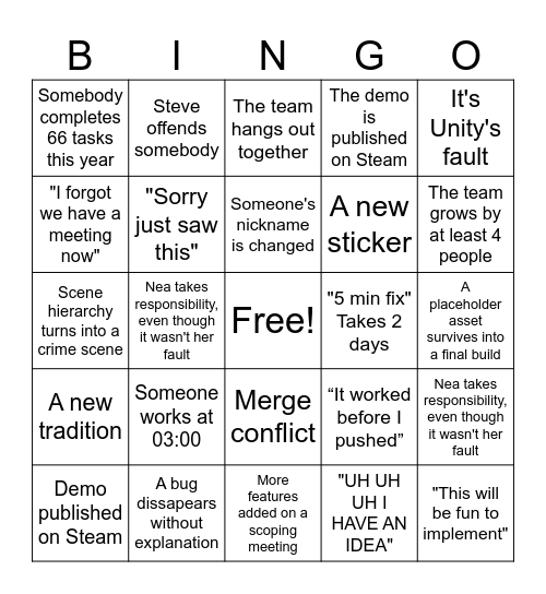 The Clueless BINGO Card