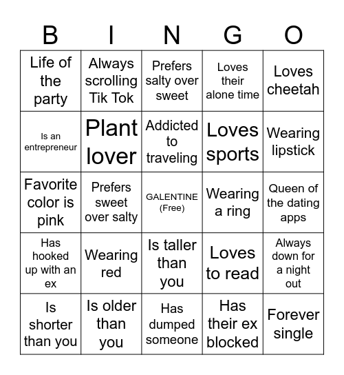 Galentine’s Bingo Card