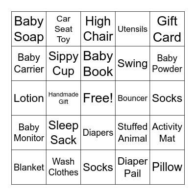 Gift Bingo Card