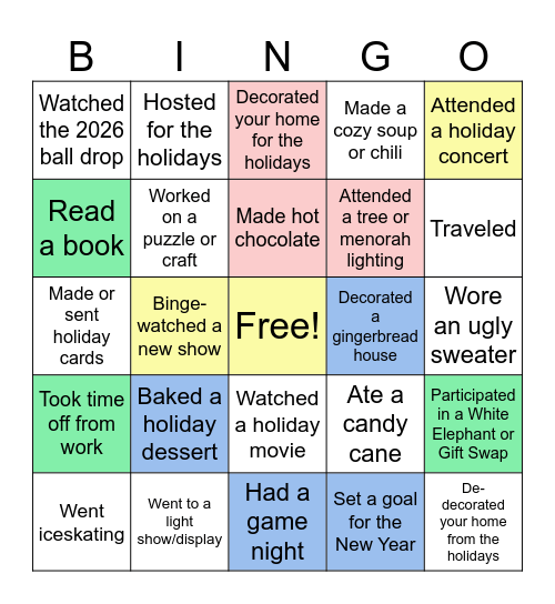 Post-Holiday Bingo Card