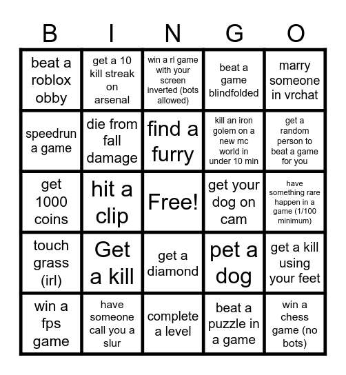 Game bingo Card