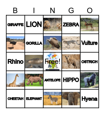 AFRICAN ANIMALS Bingo Card