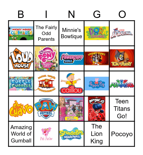 Cartoon Theme Songs Bingo Card