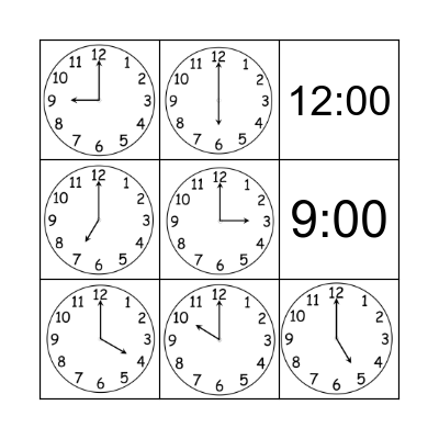 What Time Is It? Bingo Card
