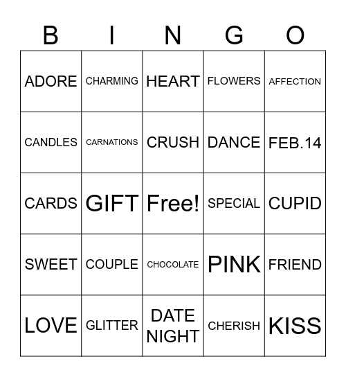 VALENTINE'S Bingo Card